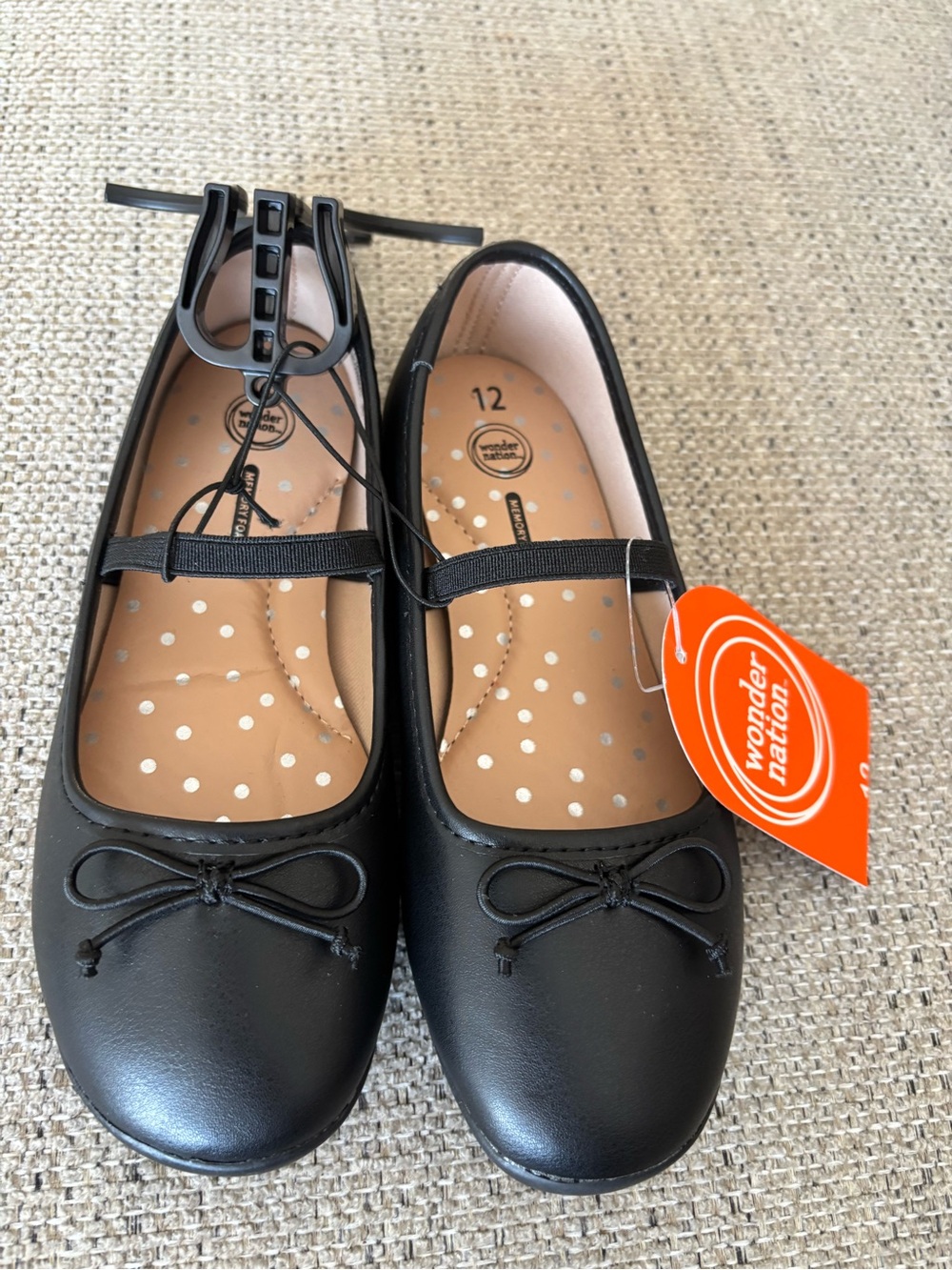 wonder nation Black Girls' Mary Jane Ballet Flats with Bow